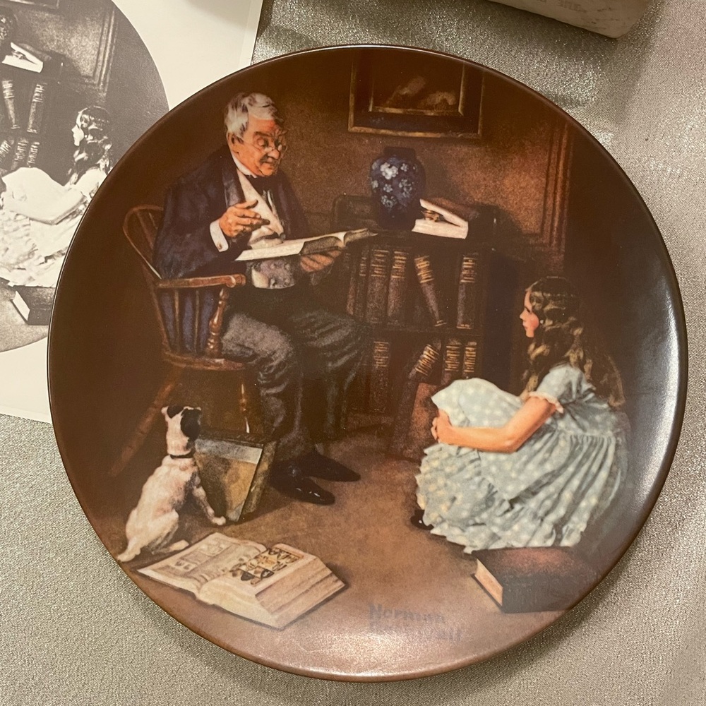 Norman Rodwell Vintage ceramic plate. 1984. The storyteller